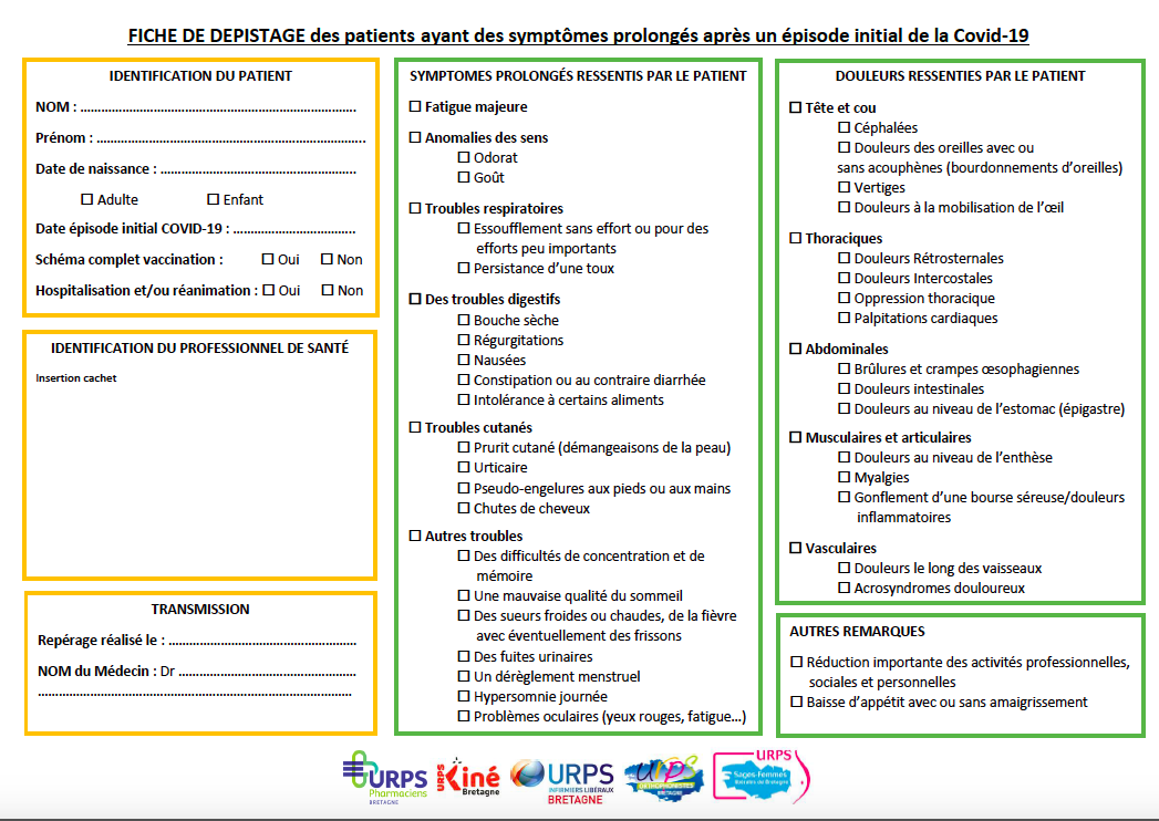 Covid Long fiche de dépistage